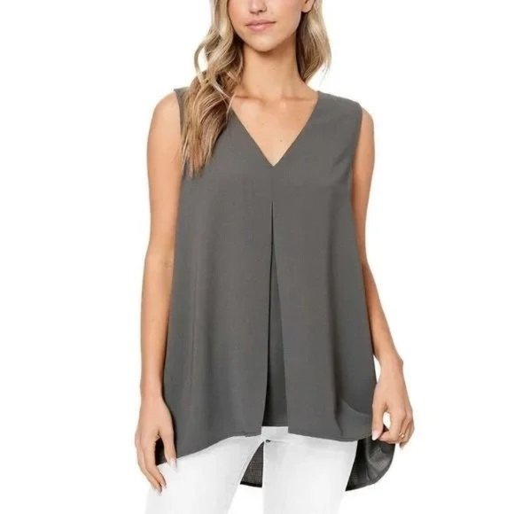 FEVER Ladies Versatile High-Low Sleeveless Tunic - Olive NWT - Picture 1 of 3